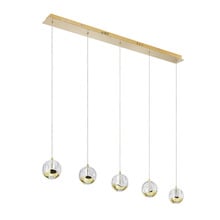 Elettra Glass & Stainless Orb 5 Light LED Linear Pendant
